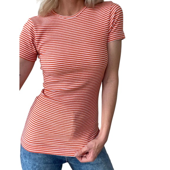 Esprit Tops 8s90s Esprit Orange Stripe Tee Poshmark